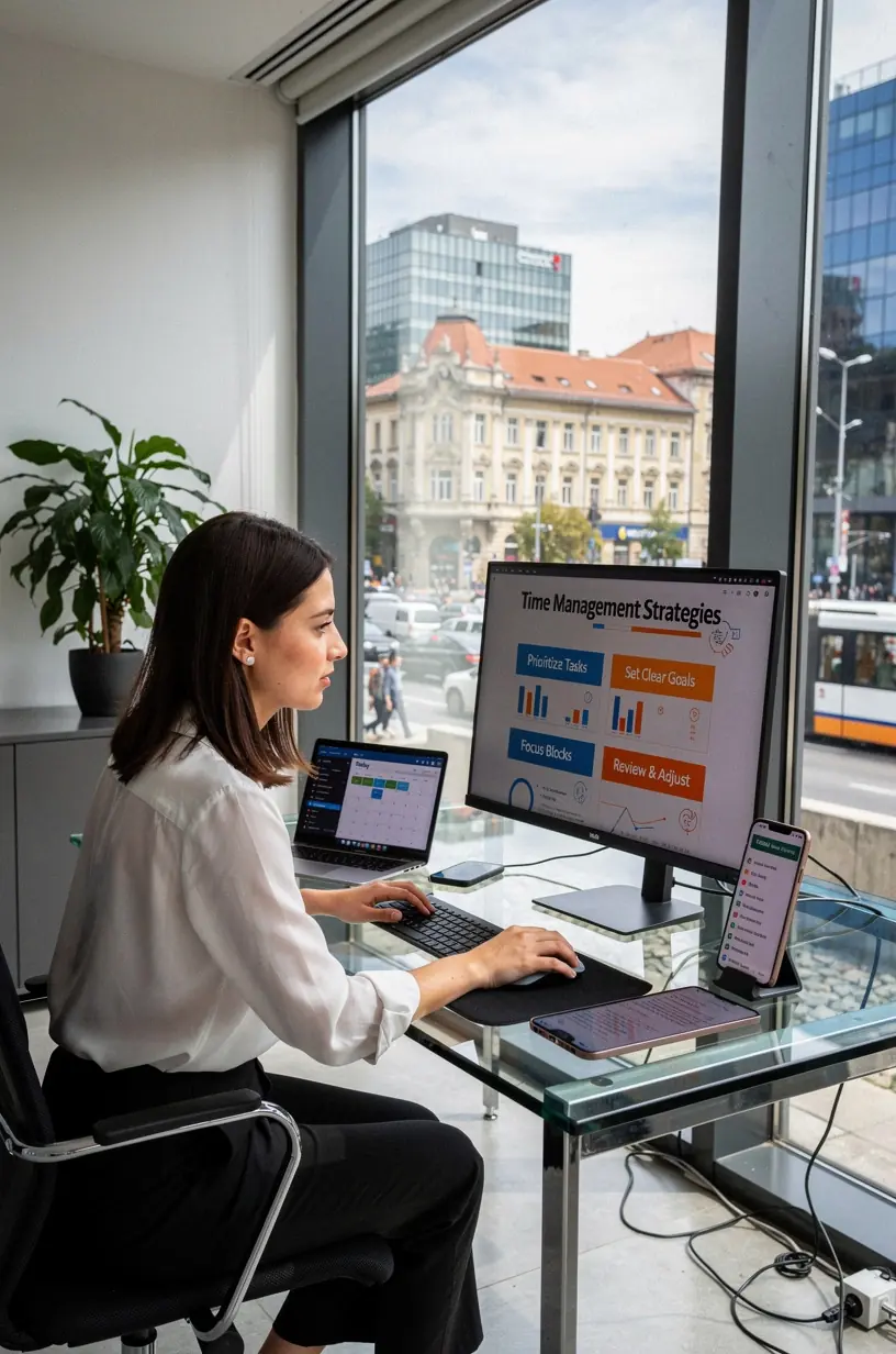 Mână notând într-un jurnal tehnici de gestionare a timpului și reducere a procrastinării